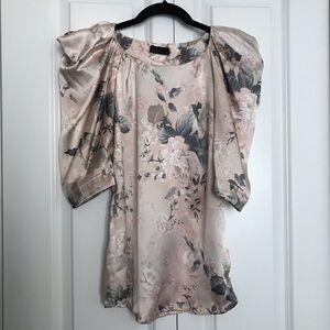 Vero Moda Satin Floral Puff Sleeve Blouse